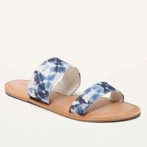 NWOT•Old Navy Blue Tie-Dye Double Strap Women's Sandals•Size 9